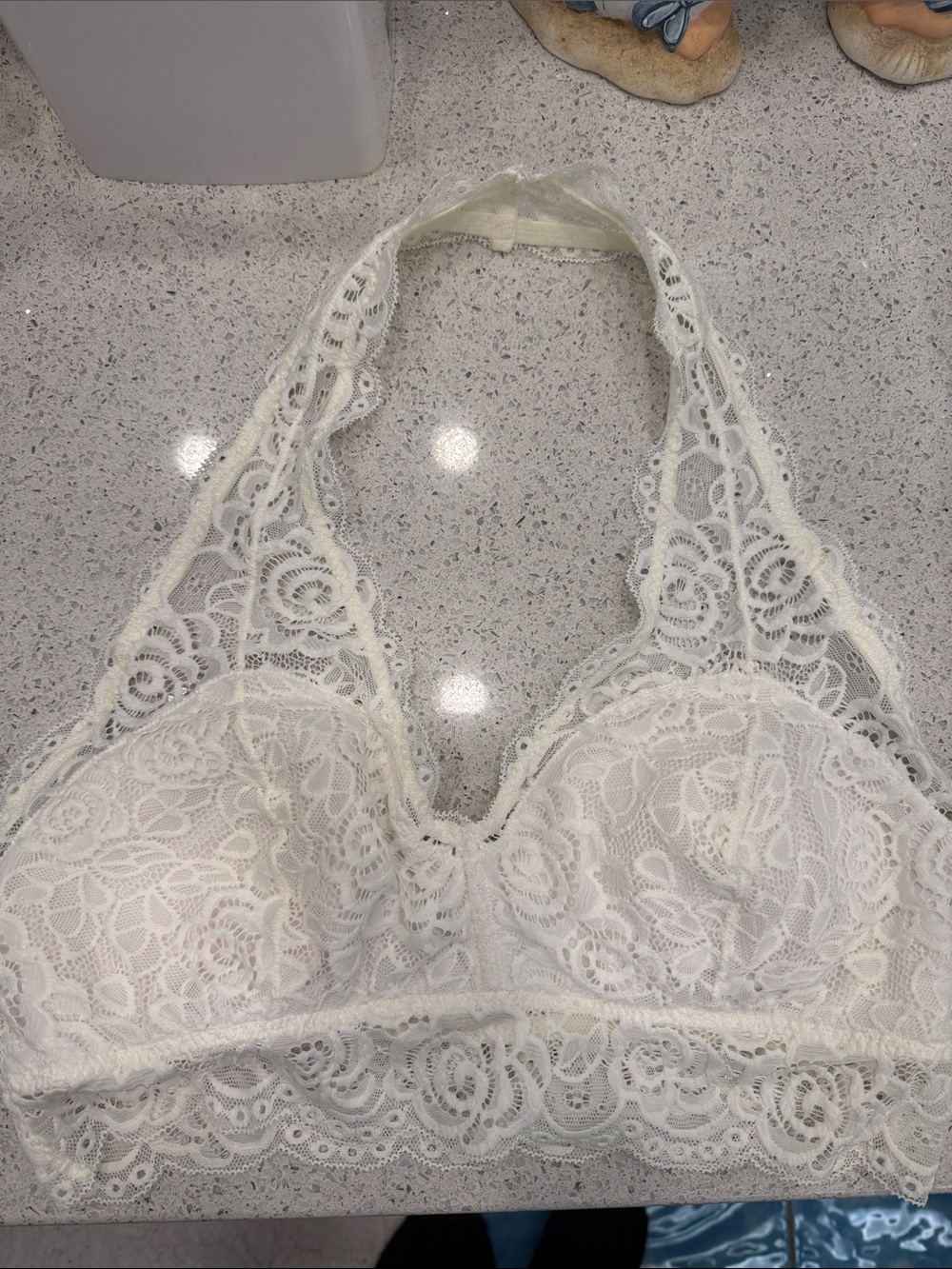 Mudd Ivory Floral Lace Halter Bralette